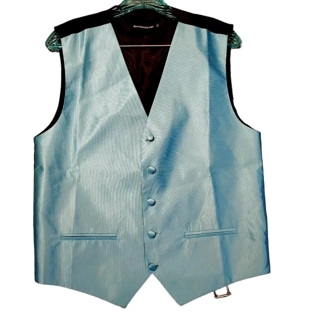 BuyYourTies.Com Men's Aqua  Formal Wedding/Prom/Grad Satin Vest XS